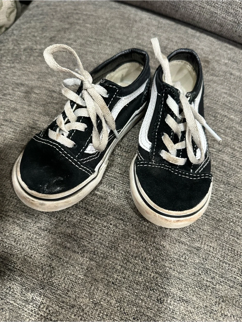 Vans Kids Black and White Low-Top Skate Shoes